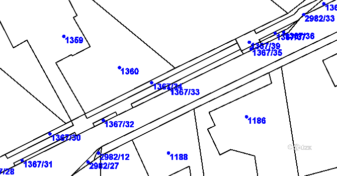 Parcela st. 1367/33 v KÚ Bludov, Katastrální mapa