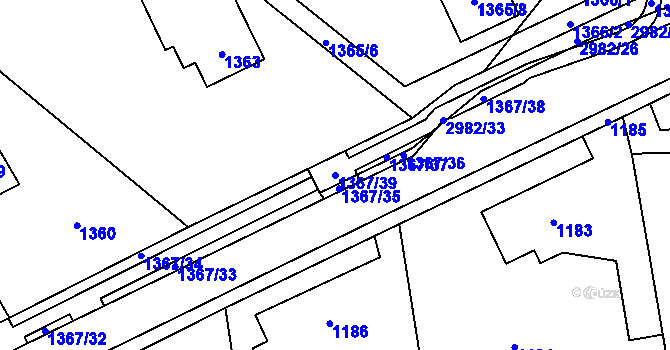 Parcela st. 1367/39 v KÚ Bludov, Katastrální mapa