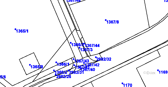 Parcela st. 1367/44 v KÚ Bludov, Katastrální mapa