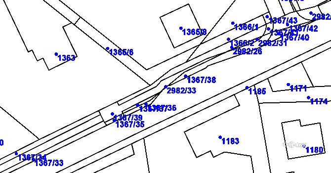 Parcela st. 2982/33 v KÚ Bludov, Katastrální mapa