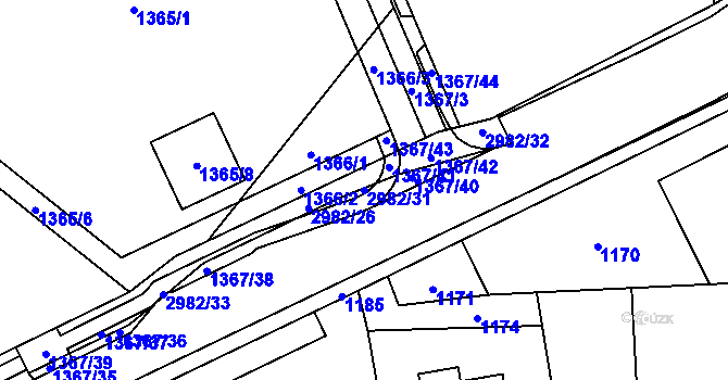 Parcela st. 2982/31 v KÚ Bludov, Katastrální mapa