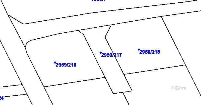 Parcela st. 2959/217 v KÚ Bludov, Katastrální mapa