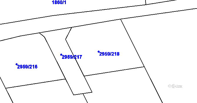 Parcela st. 2959/218 v KÚ Bludov, Katastrální mapa