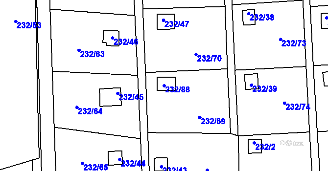 Parcela st. 232/88 v KÚ Bludovice u Nového Jičína, Katastrální mapa