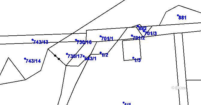 Parcela st. 1/2 v KÚ Bludovice u Nového Jičína, Katastrální mapa