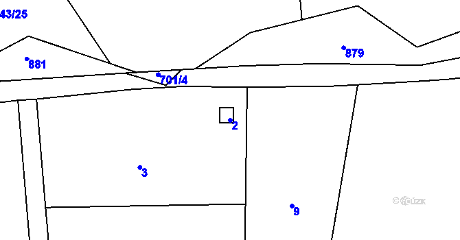 Parcela st. 2 v KÚ Bludovice u Nového Jičína, Katastrální mapa