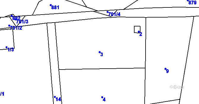 Parcela st. 3 v KÚ Bludovice u Nového Jičína, Katastrální mapa