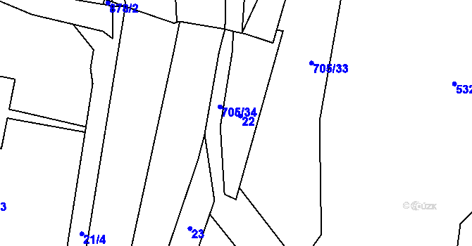 Parcela st. 22 v KÚ Bludovice u Nového Jičína, Katastrální mapa