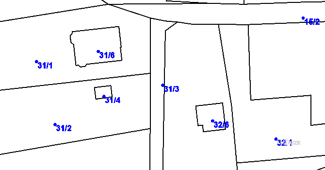 Parcela st. 31/3 v KÚ Bludovice u Nového Jičína, Katastrální mapa