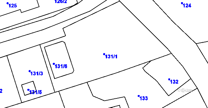 Parcela st. 131/1 v KÚ Bludovice u Nového Jičína, Katastrální mapa