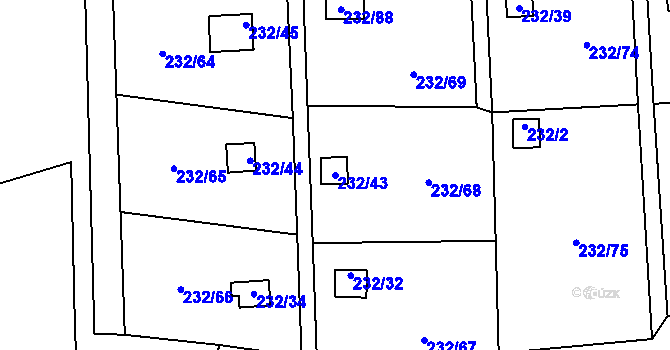Parcela st. 232/43 v KÚ Bludovice u Nového Jičína, Katastrální mapa