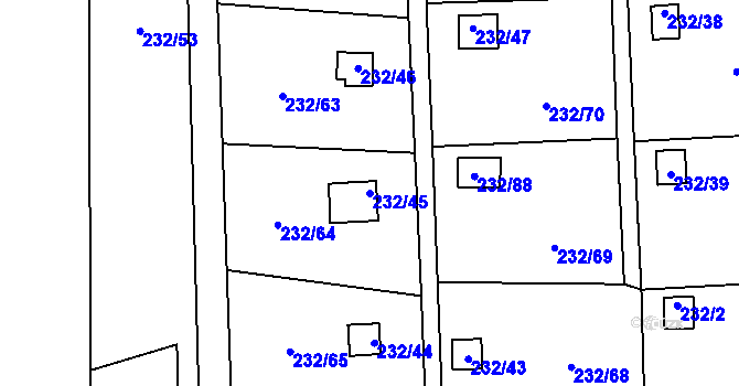 Parcela st. 232/45 v KÚ Bludovice u Nového Jičína, Katastrální mapa