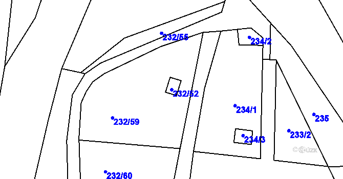 Parcela st. 232/52 v KÚ Bludovice u Nového Jičína, Katastrální mapa