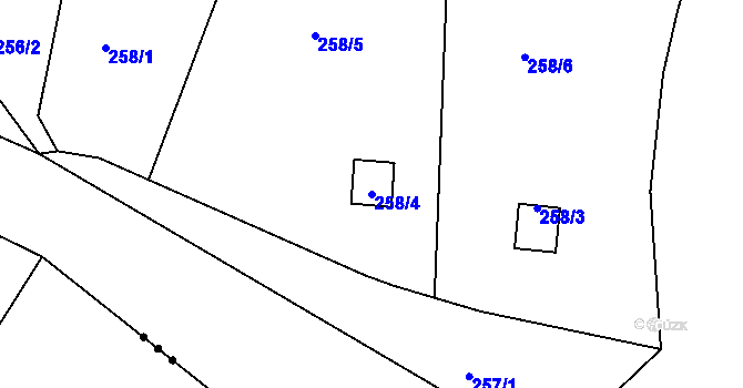 Parcela st. 258/4 v KÚ Bludovice u Nového Jičína, Katastrální mapa