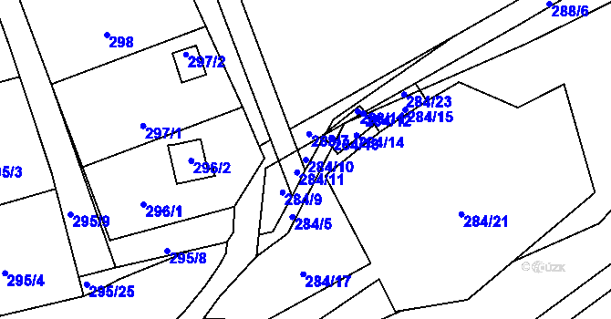 Parcela st. 284/10 v KÚ Bludovice u Nového Jičína, Katastrální mapa