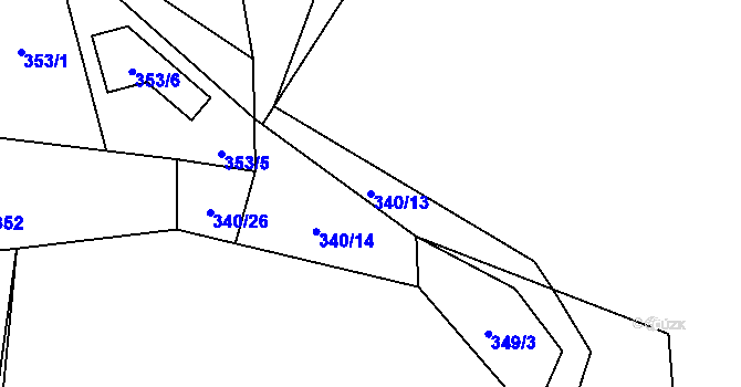 Parcela st. 340/13 v KÚ Bludovice u Nového Jičína, Katastrální mapa