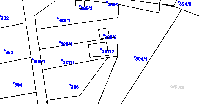 Parcela st. 387/2 v KÚ Bludovice u Nového Jičína, Katastrální mapa