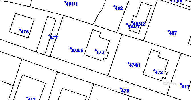 Parcela st. 473 v KÚ Bludovice u Nového Jičína, Katastrální mapa