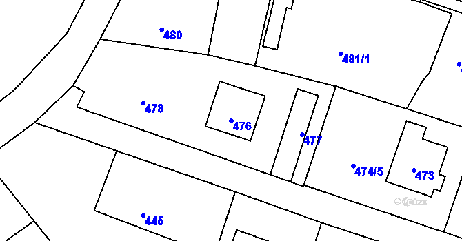 Parcela st. 476 v KÚ Bludovice u Nového Jičína, Katastrální mapa