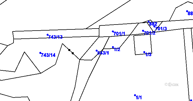 Parcela st. 543/1 v KÚ Bludovice u Nového Jičína, Katastrální mapa