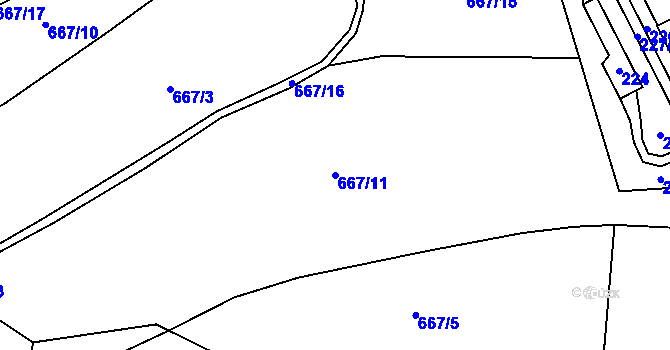 Parcela st. 667/11 v KÚ Bludovice u Nového Jičína, Katastrální mapa