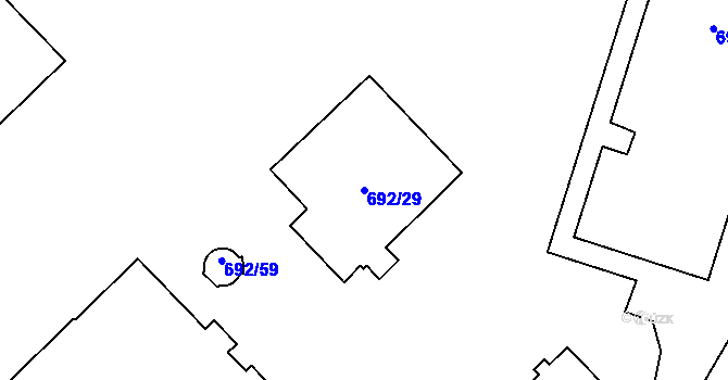 Parcela st. 692/29 v KÚ Bludovice u Nového Jičína, Katastrální mapa