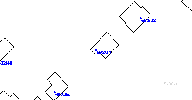 Parcela st. 692/31 v KÚ Bludovice u Nového Jičína, Katastrální mapa