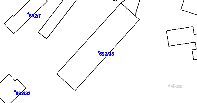 Parcela st. 692/33 v KÚ Bludovice u Nového Jičína, Katastrální mapa