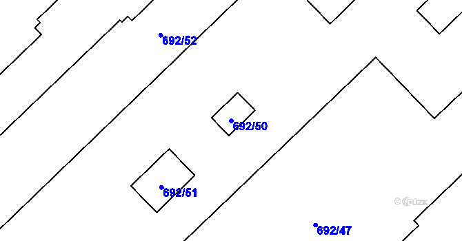 Parcela st. 692/50 v KÚ Bludovice u Nového Jičína, Katastrální mapa
