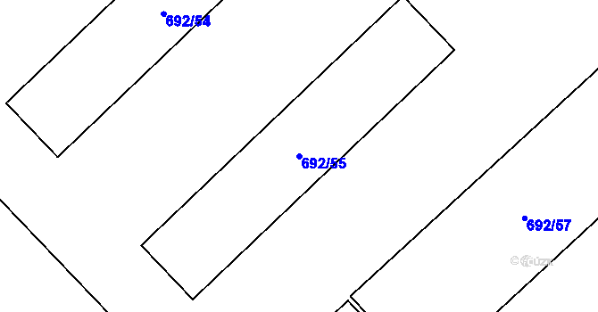 Parcela st. 692/55 v KÚ Bludovice u Nového Jičína, Katastrální mapa