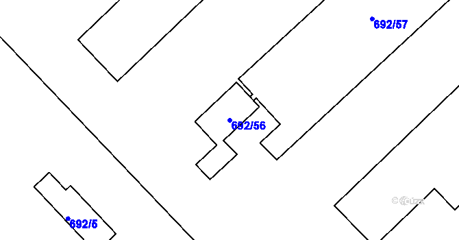 Parcela st. 692/56 v KÚ Bludovice u Nového Jičína, Katastrální mapa