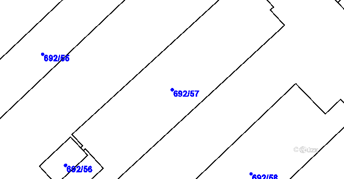 Parcela st. 692/57 v KÚ Bludovice u Nového Jičína, Katastrální mapa