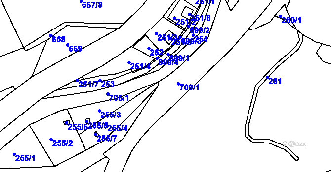 Parcela st. 709/1 v KÚ Bludovice u Nového Jičína, Katastrální mapa
