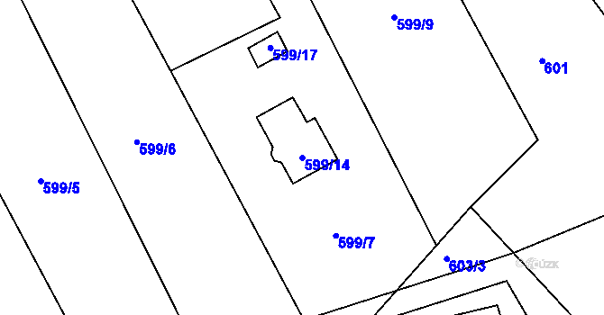 Parcela st. 599/14 v KÚ Bludovice u Nového Jičína, Katastrální mapa