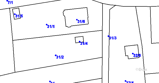Parcela st. 31/4 v KÚ Bludovice u Nového Jičína, Katastrální mapa