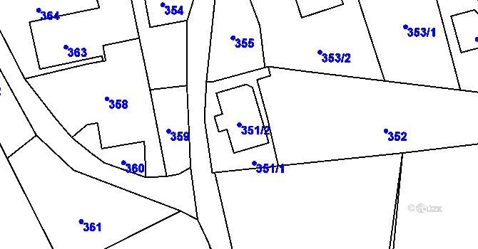 Parcela st. 351/2 v KÚ Bludovice u Nového Jičína, Katastrální mapa