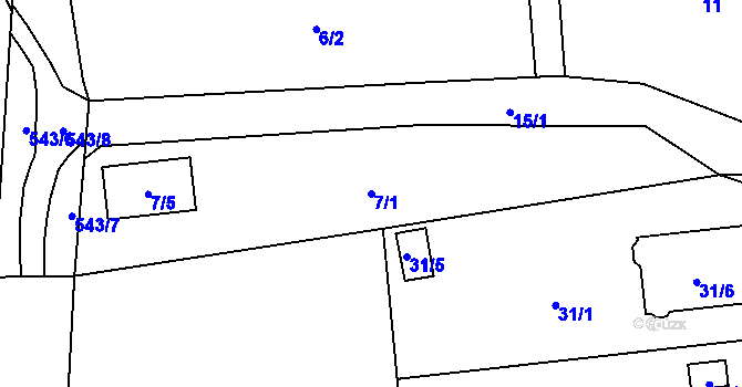 Parcela st. 7/1 v KÚ Bludovice u Nového Jičína, Katastrální mapa