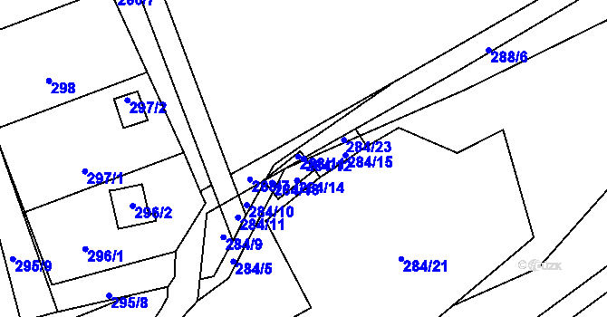 Parcela st. 284/12 v KÚ Bludovice u Nového Jičína, Katastrální mapa