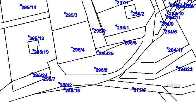 Parcela st. 295/25 v KÚ Bludovice u Nového Jičína, Katastrální mapa