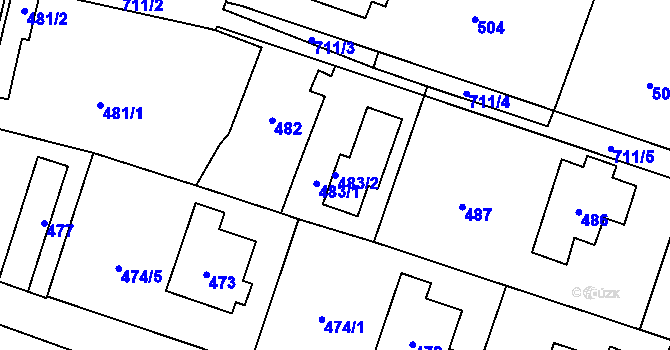 Parcela st. 483/2 v KÚ Bludovice u Nového Jičína, Katastrální mapa
