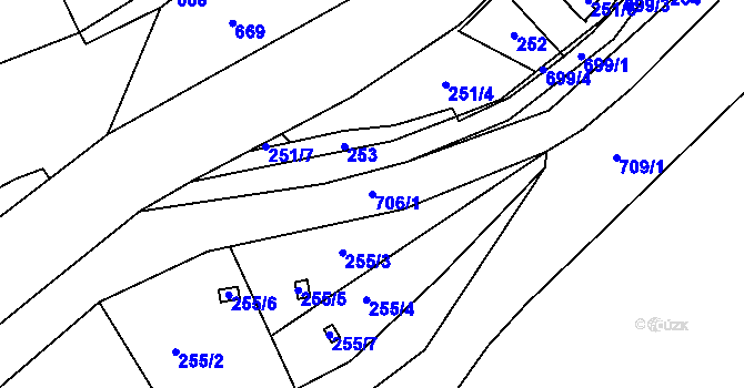 Parcela st. 706/1 v KÚ Bludovice u Nového Jičína, Katastrální mapa