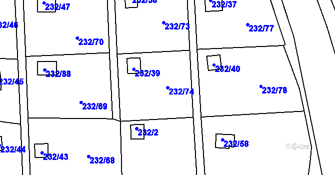 Parcela st. 232/74 v KÚ Bludovice u Nového Jičína, Katastrální mapa