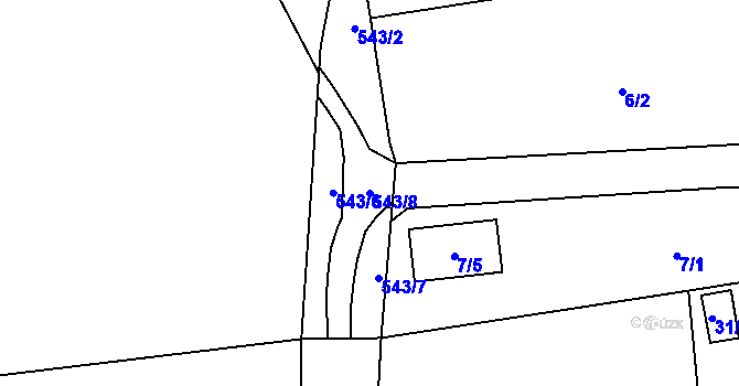 Parcela st. 543/8 v KÚ Bludovice u Nového Jičína, Katastrální mapa