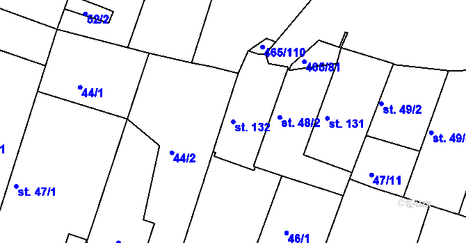 Parcela st. 132 v KÚ Bobnice, Katastrální mapa