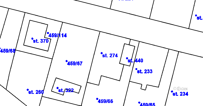 Parcela st. 274 v KÚ Bobnice, Katastrální mapa