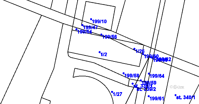 Parcela st. 1/2 v KÚ Bobnice, Katastrální mapa