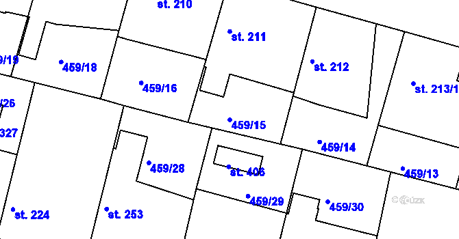Parcela st. 459/15 v KÚ Bobnice, Katastrální mapa