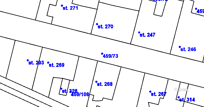 Parcela st. 459/73 v KÚ Bobnice, Katastrální mapa