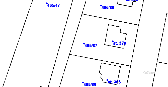 Parcela st. 465/87 v KÚ Bobnice, Katastrální mapa