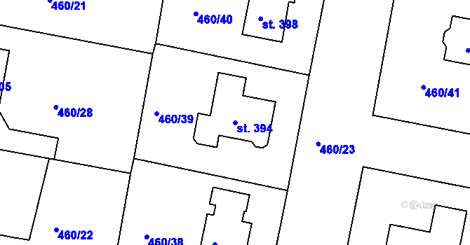 Parcela st. 394 v KÚ Bobnice, Katastrální mapa
